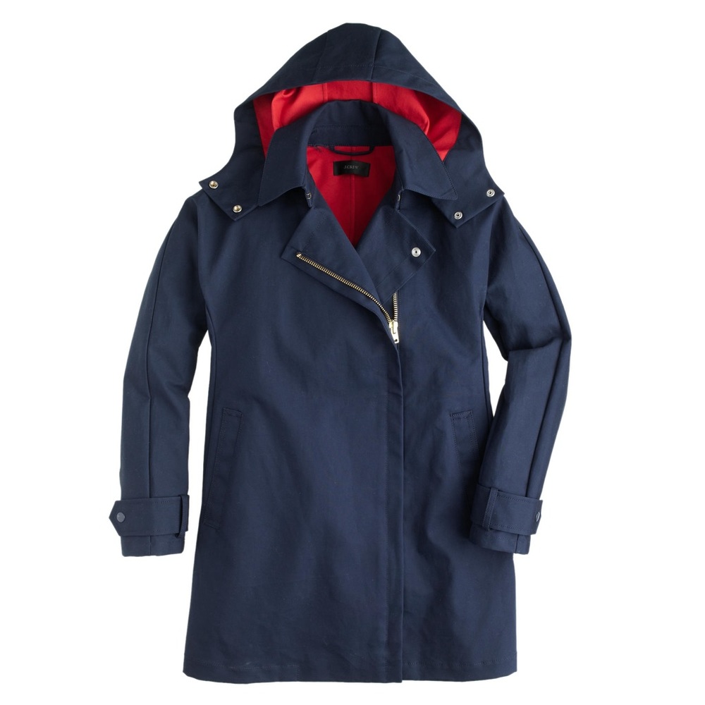 J. Crew Swing Tech Short Trench Coat Blue Medium